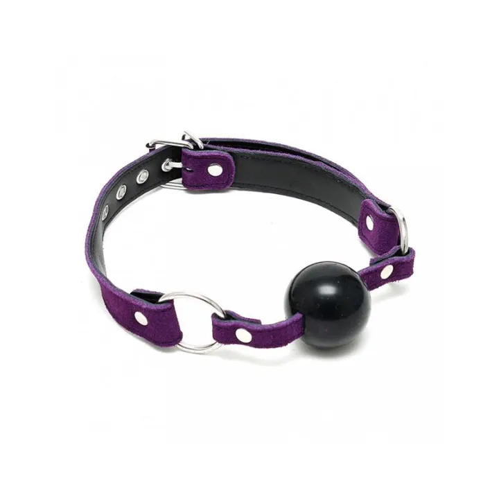 Mordaza Cuero y Silicona Morado de Bondage Play