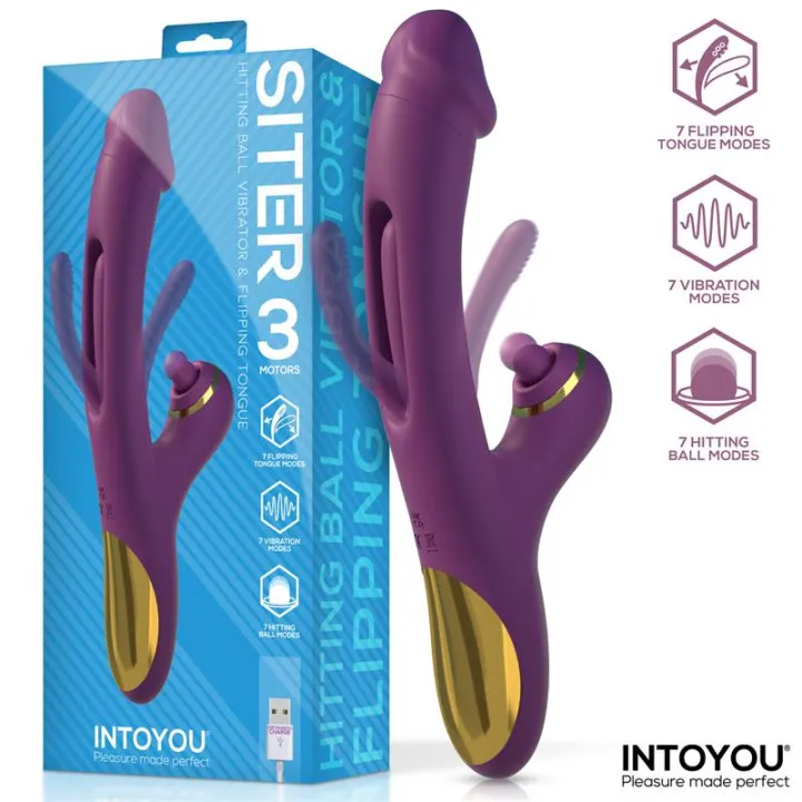 Siter Vibrador con Lengua Movimiento Flipping y Bola Golpeteo de Intoyou