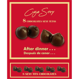 Caja Roja Sexy Forma de Teta Chocolate Negro 8 unidades de Diverty Sex | VibraZon