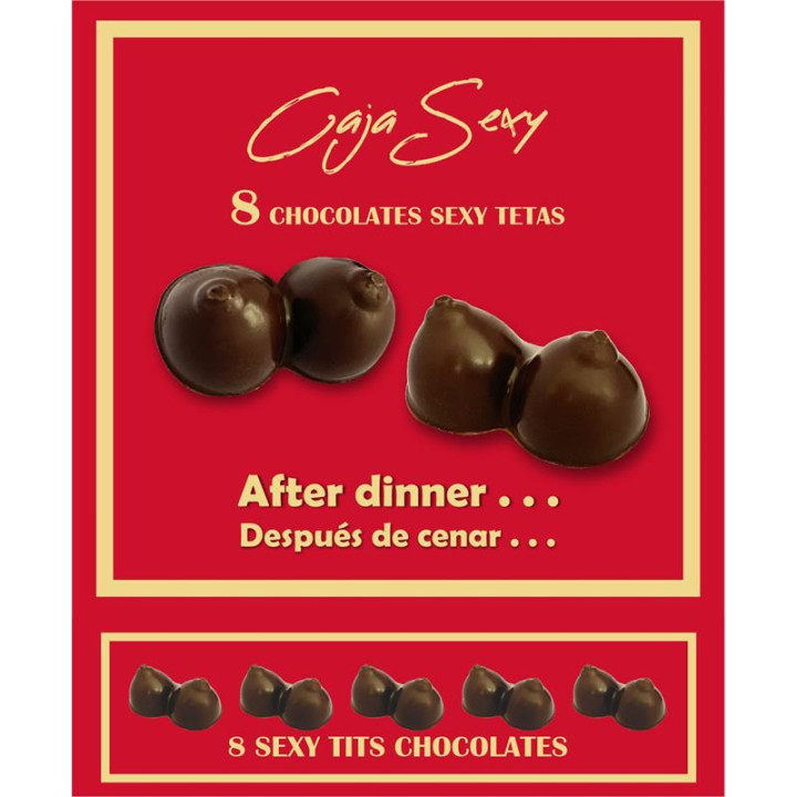 Caja Roja Sexy Forma de Teta Chocolate Negro 8 unidades de Diverty Sex | VibraZon