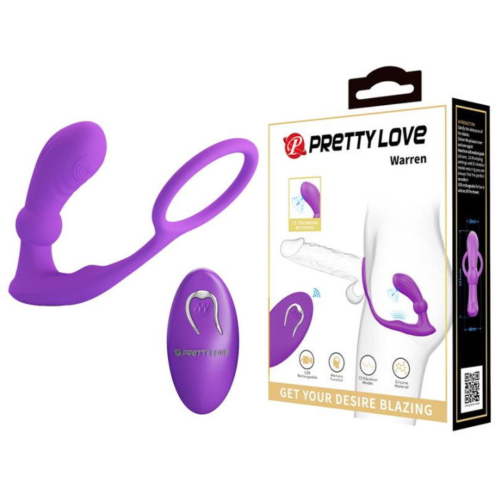 Warren Plug Anal y Anillo para el Pene con Vibración y Pulsación a Control Remoto de Prettylove | VibraZon