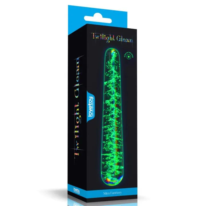 Dildo de Cristal que Brilla en la Oscuridad Dark Twilight Slim Fantasy de Lovetoy