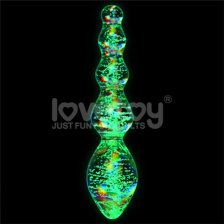Dildo de Cristal que Brilla en la Oscuridad Dark Twilight Gleam Tantalizing Orbs de Lovetoy | VibraZon