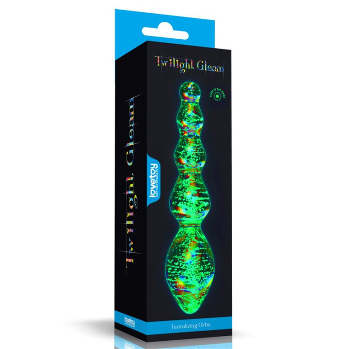 Dildo de Cristal que Brilla en la Oscuridad Dark Twilight Gleam Tantalizing Orbs de Lovetoy | VibraZon