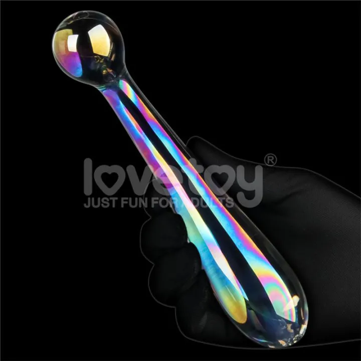 Dildo de Cristal que Brilla en la Oscuridad Twilight Gleam Alluring Arc de Lovetoy