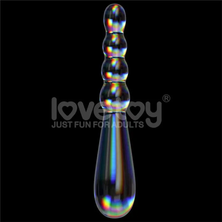 Dildo de Cristal que Brilla en la Oscuridad Twilight Gleam Rising Ripples de Lovetoy