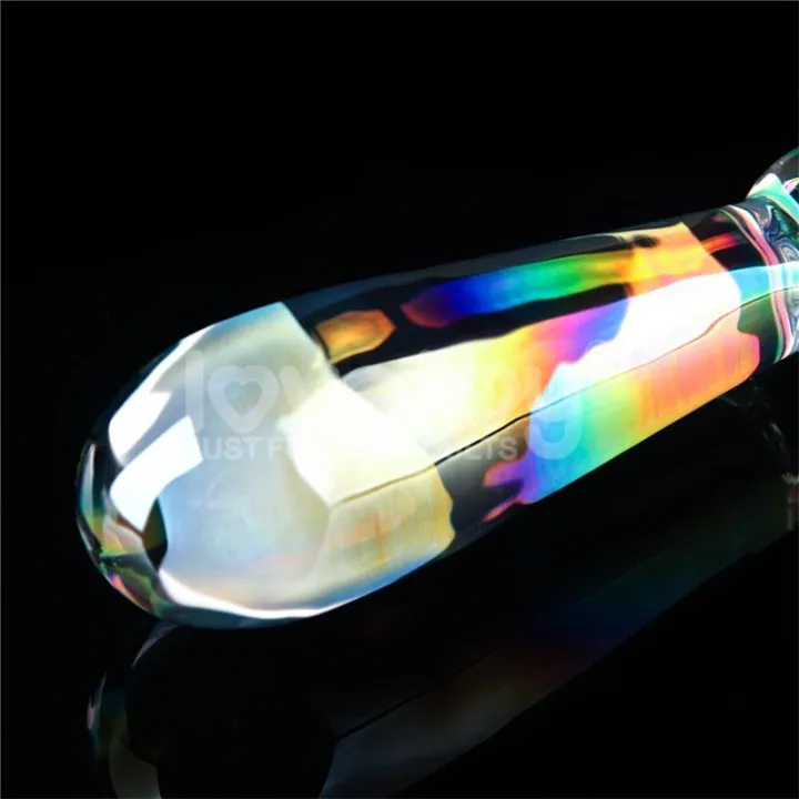 Dildo de Cristal que Brilla en la Oscuridad Twilight Gleam Rising Ripples de Lovetoy