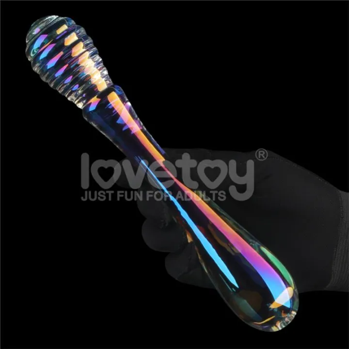 Dildo de Cristal que Brilla en la Oscuridad Twilight Gleam Twin Pleasures de Lovetoy