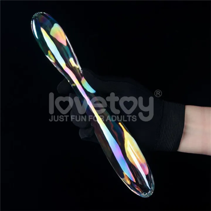 Dildo de Cristal que Brilla en la Oscuridad Twilight Gleam Double Delight de Lovetoy