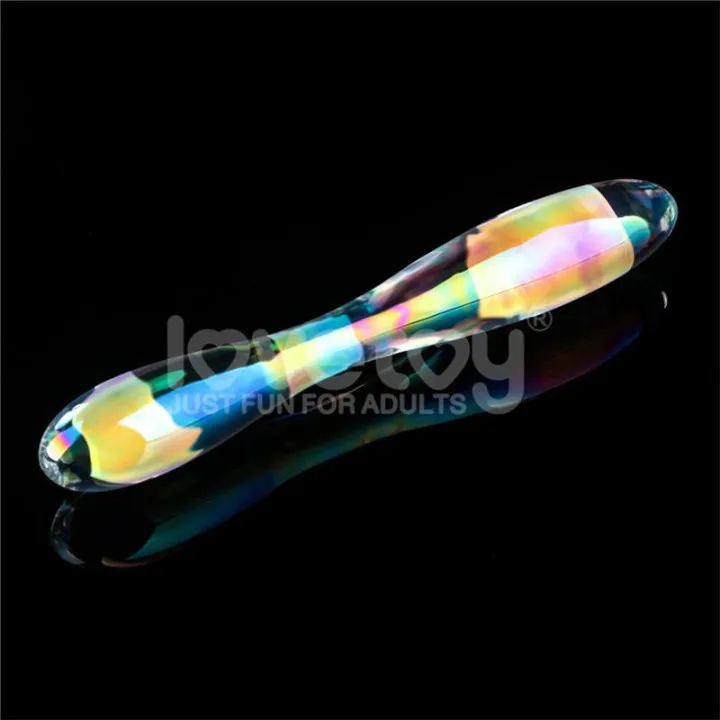 Dildo de Cristal que Brilla en la Oscuridad Twilight Gleam Double Delight de Lovetoy