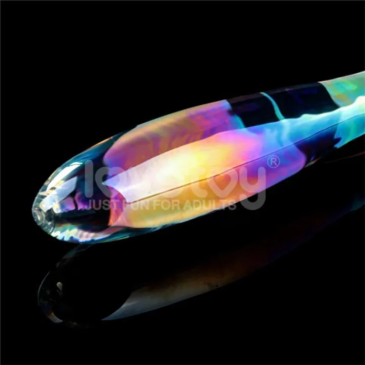 Dildo de Cristal que Brilla en la Oscuridad Twilight Gleam Double Delight de Lovetoy