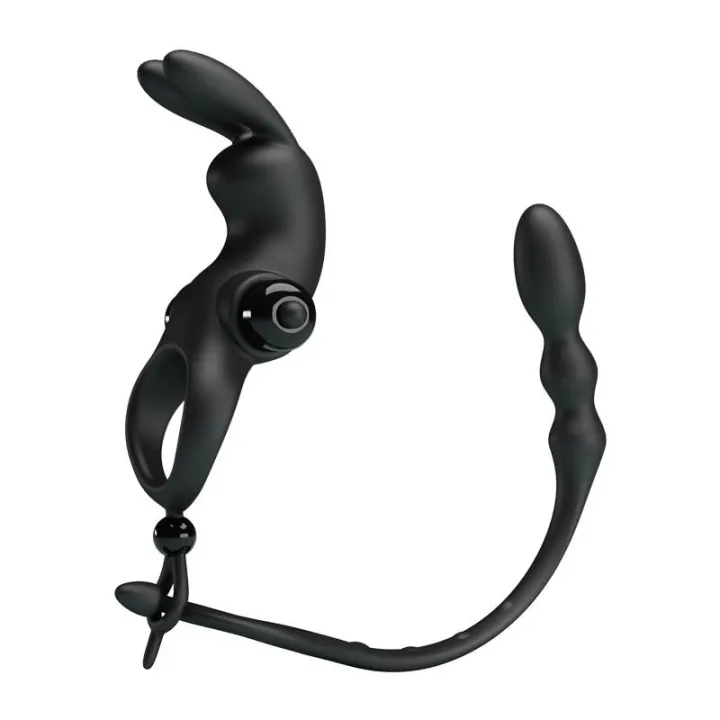 Anillo Vibrador con Cadena Anal Desmontable de Prettylove