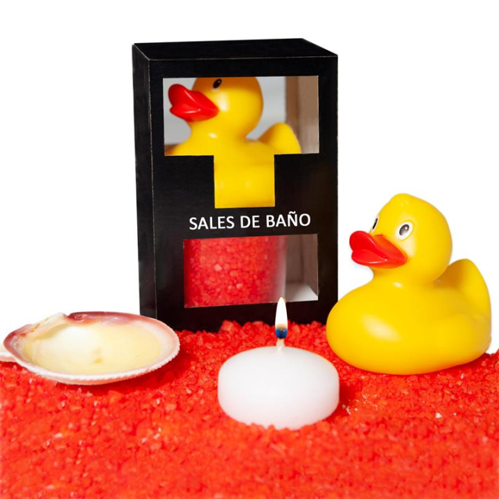 Set Sales Baño Aroma Frutos Rojos Pato, Vela y Concha 150 gr de Diverty Sex | VibraZon