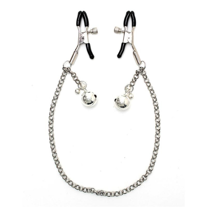 Pinzas para Pezones con Cadena y Cascabel de Bondage Play | VibraZon