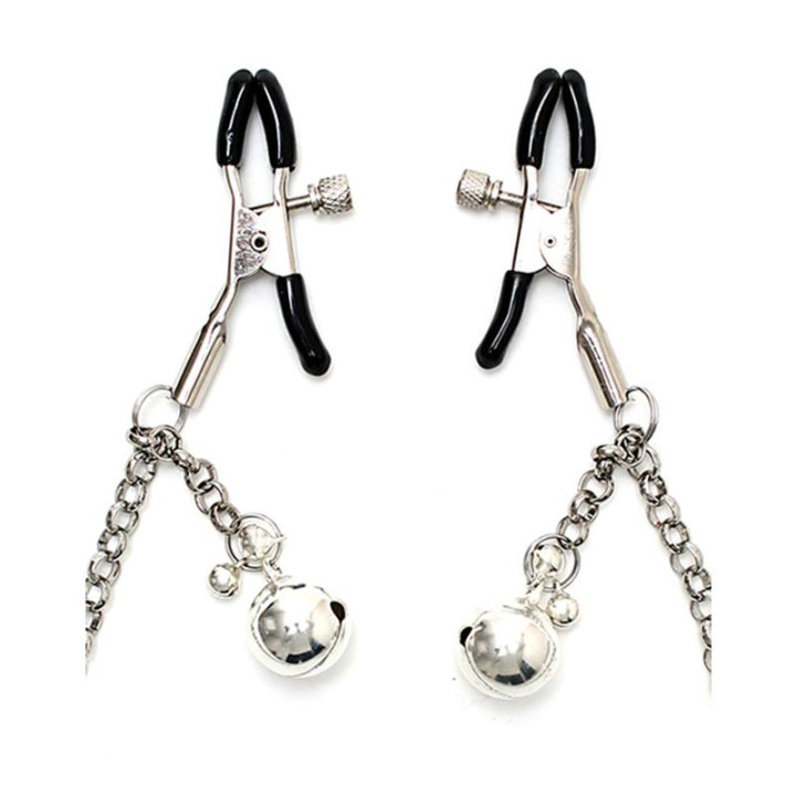 Pinzas para Pezones con Cadena y Cascabel de Bondage Play | VibraZon