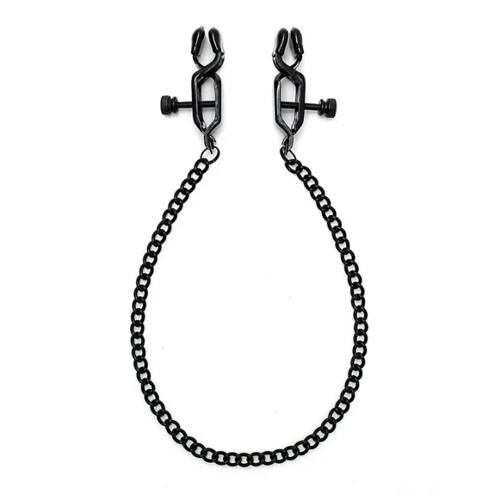 Pinzas para Pezones con Cadena Color Negro de Bondage Play