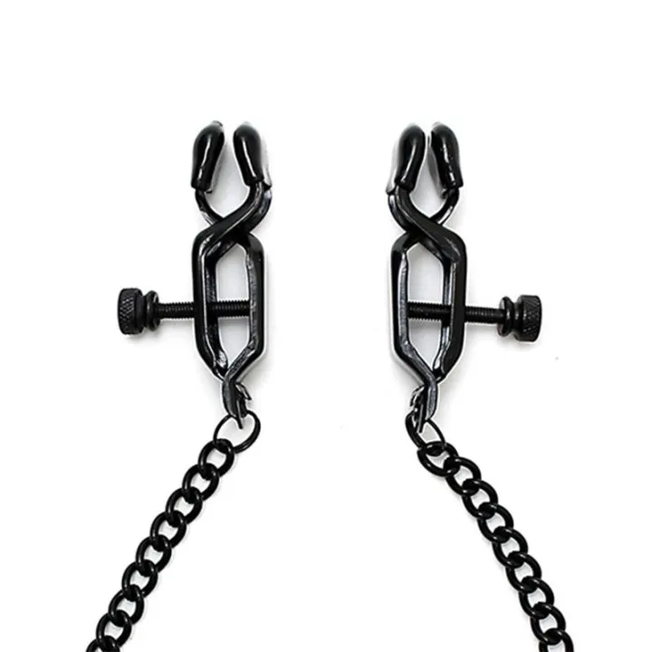 Pinzas para Pezones con Cadena Color Negro de Bondage Play
