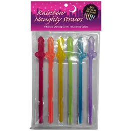 Pack de 6 Pajitas Forma de Pene Brillan en la Oscuridad de Kheper Games