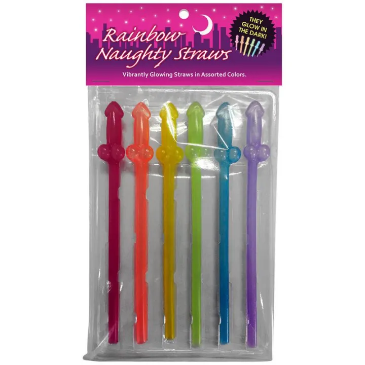 Pack de 6 Pajitas Forma de Pene Brillan en la Oscuridad de Kheper Games