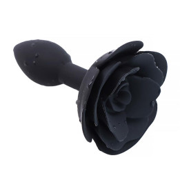 Plug Anal de Silicona con Rosa Negro de A-Gusto | VibraZon