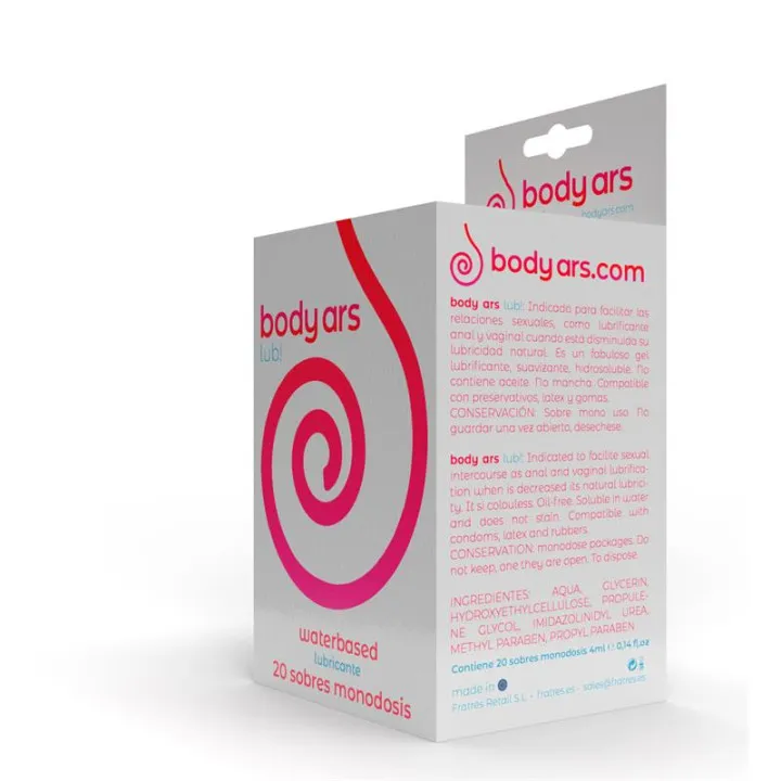 Monodosis Gel Lubricante Base Agua Natural 20 x 4 ml de Body Ars
