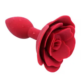 Plug Anal de Silicona con Rosa Rojo de A-Gusto