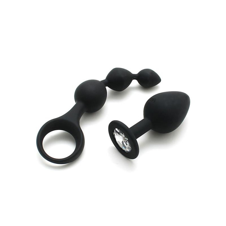 Set de 2 Juguetes Anales Barcelona Negro de Rimba Toys | VibraZon