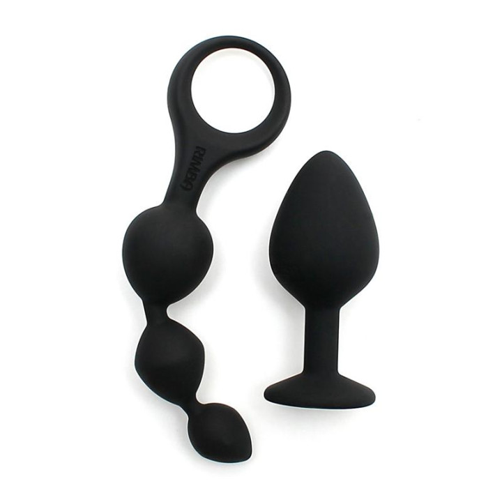 Set de 2 Juguetes Anales Barcelona Negro de Rimba Toys | VibraZon
