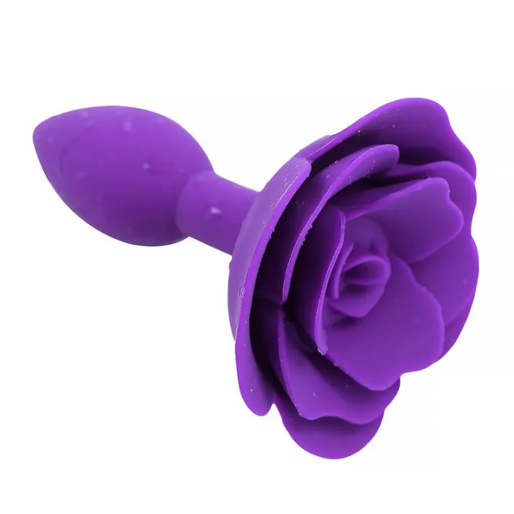 Plug Anal de Silicona con Rosa Púrpura de A-Gusto