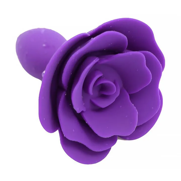 Plug Anal de Silicona con Rosa Púrpura de A-Gusto