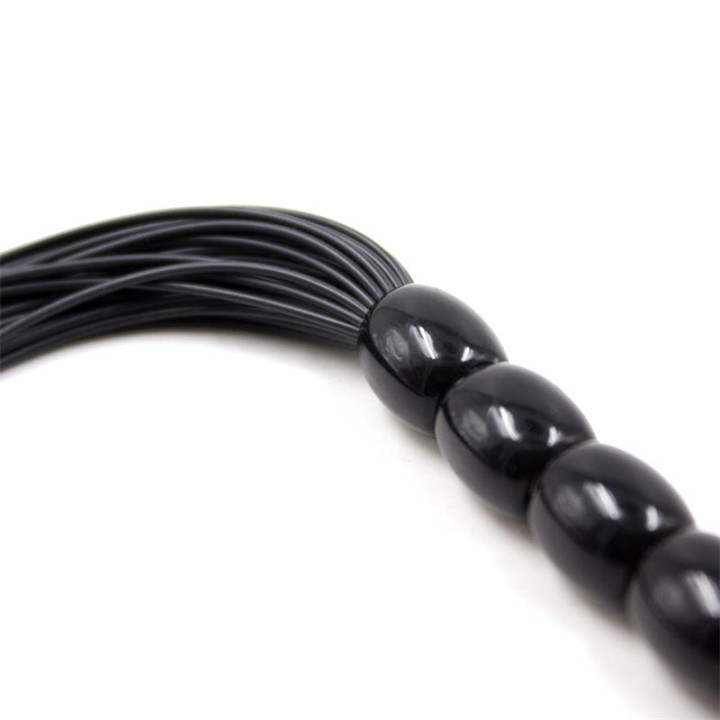 Flogger de Silicona con Mango con 6 Bolas 26 cm Negro de Latetobed Bdsm Line | VibraZon