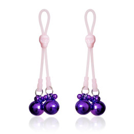 Pinzas Pezones Calaberas y Cascabeles Silicona y Metal Rosa/Púrpura de Latetobed Bdsm Line | VibraZon