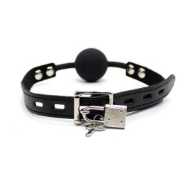 Mordaza de Bola de Silicona 4 cm con Candado Negro de Latetobed Bdsm Line | VibraZon