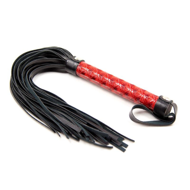 Flogger Patron de Diamante y Mango de Metal 39 cm Rojo de Latetobed Bdsm Line | VibraZon