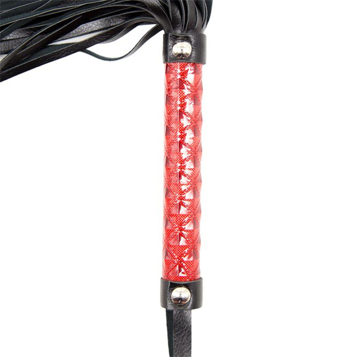 Flogger Patron de Diamante y Mango de Metal 39 cm Rojo de Latetobed Bdsm Line | VibraZon