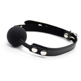 Mordaza de Bola Lisa de Silicona 4 cm Ajustable Negro de Latetobed Bdsm Line