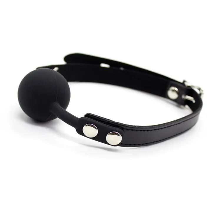 Mordaza de Bola Lisa de Silicona 4 cm Ajustable Negro de Latetobed Bdsm Line