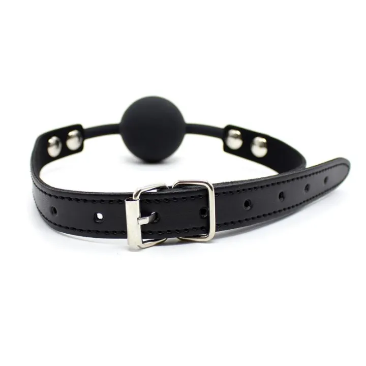 Mordaza de Bola Lisa de Silicona 4 cm Ajustable Negro de Latetobed Bdsm Line