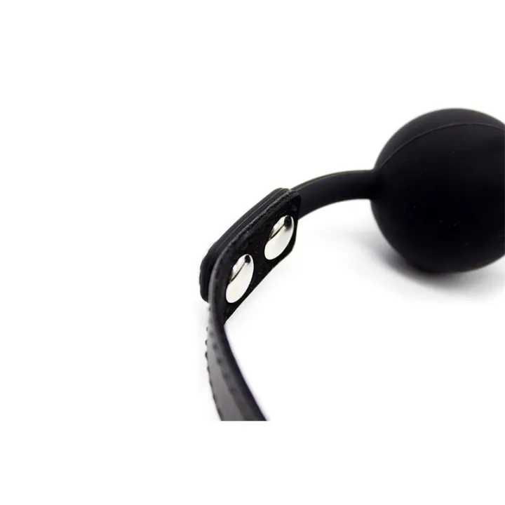 Mordaza de Bola Lisa de Silicona 4 cm Ajustable Negro de Latetobed Bdsm Line
