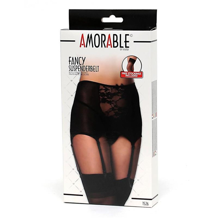 Liguero Ancho con Tanga Negros de Amorable | VibraZon