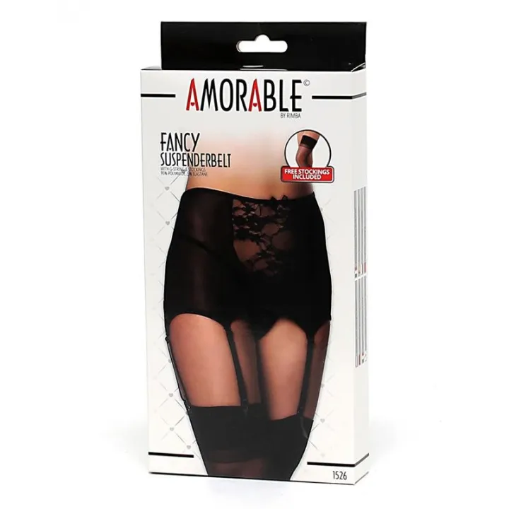 Liguero Ancho con Tanga Negros de Amorable