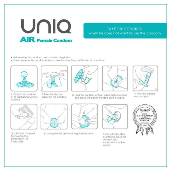 Preservativos Femeninos Air Female sin Látex 3 Unidades de Uniq | VibraZon