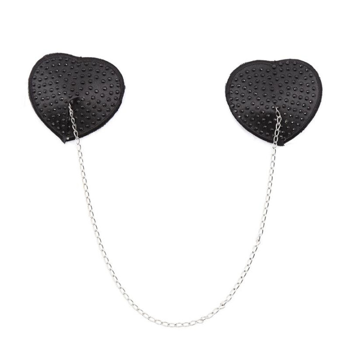 Pezoneras con Cadena de Metal Negro de Latetobed Bdsm Line | VibraZon