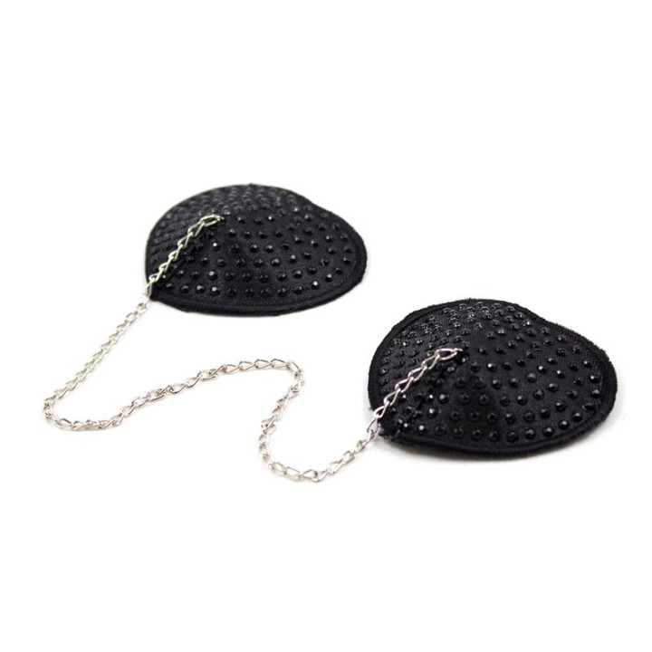 Pezoneras con Cadena de Metal Negro de Latetobed Bdsm Line | VibraZon