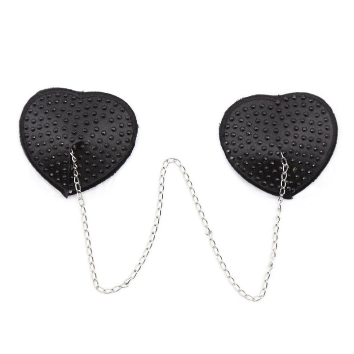 Pezoneras con Cadena de Metal Negro de Latetobed Bdsm Line | VibraZon