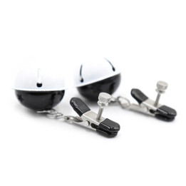 Pinzas para Pezones con Cascabeles Blanco/Negro de Latetobed Bdsm Line | VibraZon