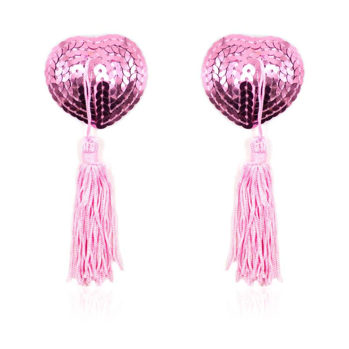 Pezoneras Autoadhesivas Forma de Corazón con Lentejuelas Rosa de Latetobed Bdsm Line | VibraZon