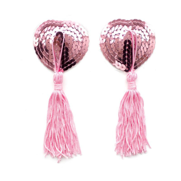 Pezoneras Autoadhesivas Forma de Corazón con Lentejuelas Rosa de Latetobed Bdsm Line | VibraZon