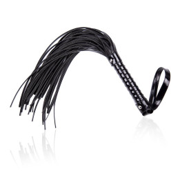 Flogger con Mango Brillante 44 cm Negro de Latetobed Bdsm Line | VibraZon