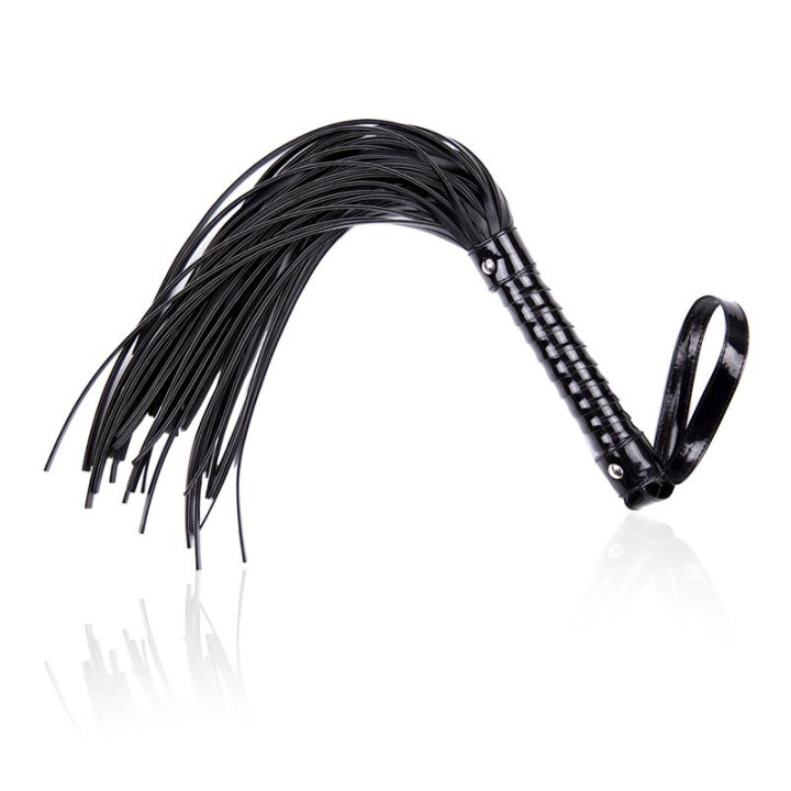 Flogger con Mango Brillante 44 cm Negro de Latetobed Bdsm Line | VibraZon